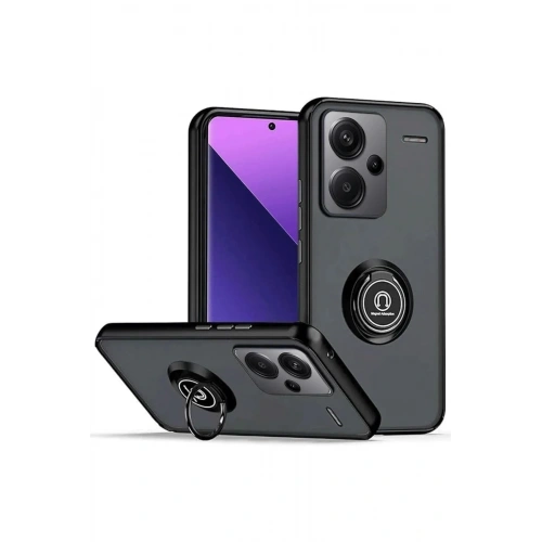 Mey İthalat®   Redmi Note 13 Pro Plus Kılıf Montreal Yüzüklü Silikon Kapak - Siyah