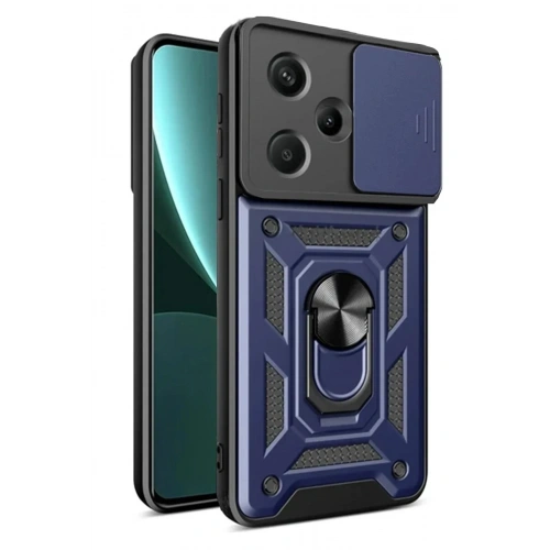 Mey İthalat®   Redmi Note 13 Pro Plus Kılıf Pars Lens Yüzüklü Silikon - Lacivert