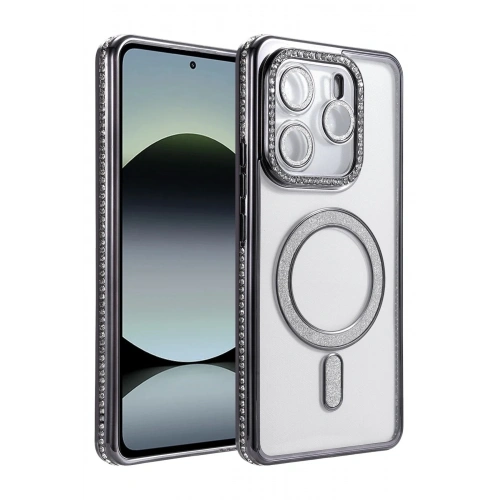 Mey İthalat®   Redmi Note 14 4G Joke Simli Magneticsafe Kılıf - Siyah