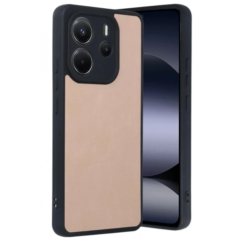 Mey İthalat®   Redmi Note 14 4G Kılıf Aras Deri Kapak - Pudra