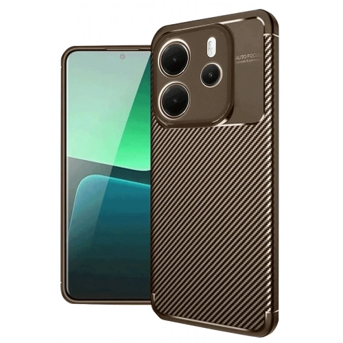 Mey İthalat®   Redmi Note 14 4G Kılıf Auto Focus Karbon Kapak - Kahverengi