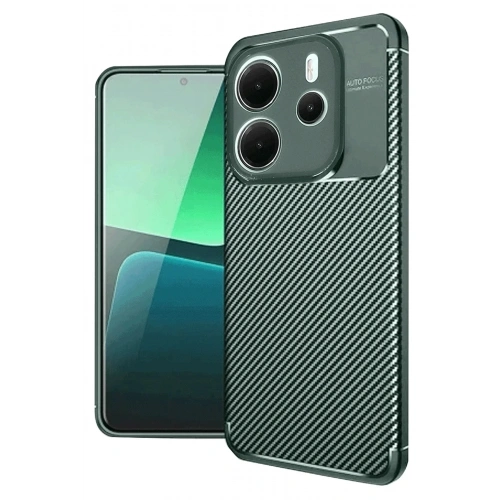 Mey İthalat®   Redmi Note 14 4G Kılıf Auto Focus Karbon Kapak - Koyu Yeşil