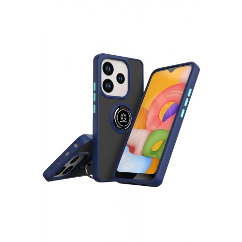 Mey İthalat®   Redmi Note 14 4G Montreal Yüzüklü Silikon Kapak - Lacivert