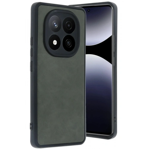 Mey İthalat®   Redmi Note 14 Pro 4G Kılıf Aras Deri Kapak - Koyu Yeşil