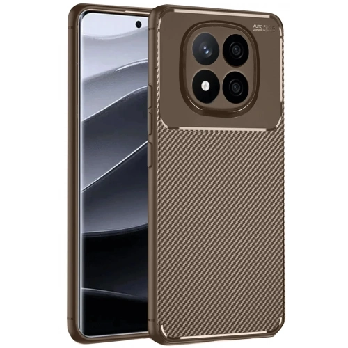 Mey İthalat®   Redmi Note 14 Pro 4G Kılıf Auto Focus Karbon Kapak - Kahverengi