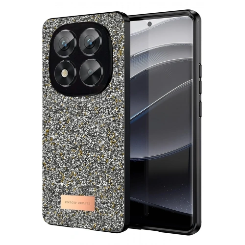 Mey İthalat®   Redmi Note 14 Pro 5G Bright Simli Kapak - Gümüş