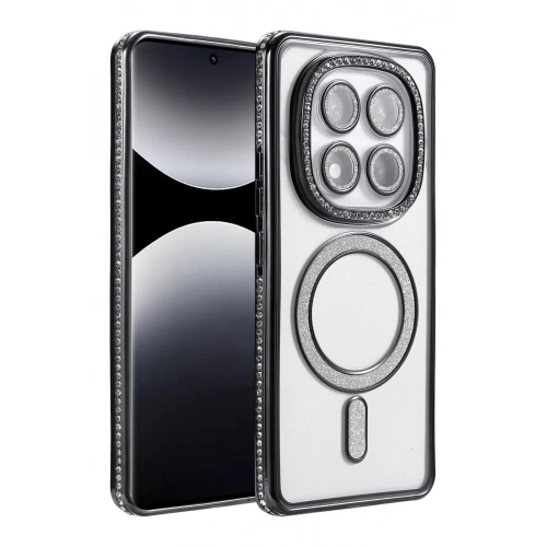 Mey İthalat®   Redmi Note 14 Pro 5G Joke Simli Magneticsafe Kılıf - Siyah