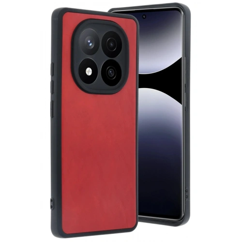 Mey İthalat®   Redmi Note 14 Pro 5G Kılıf Aras Deri Kapak - Kırmızı