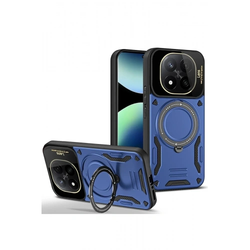 Mey İthalat®   Redmi Note 14 Pro 5G Kılıf Joy Lens Standlı Kapak - Lacivert