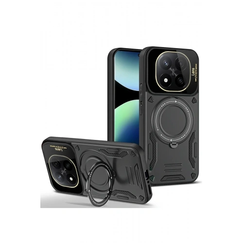 Mey İthalat®   Redmi Note 14 Pro 5G Kılıf Joy Lens Standlı Kapak - Siyah