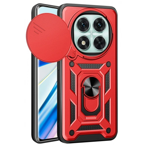 Mey İthalat®   Redmi Note 14 Pro 5G Kılıf Pars Lens Yüzüklü Silikon - Kırmızı
