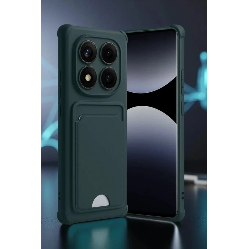 Mey İthalat®   Redmi Note 14 Pro Plus Kelvin Kartvizitli Silikon - Koyu Yeşil