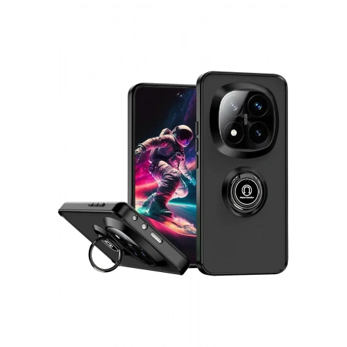 Mey İthalat®   Redmi Note 14 Pro Plus Kılıf Montreal Yüzüklü Silikon Kapak - Siyah