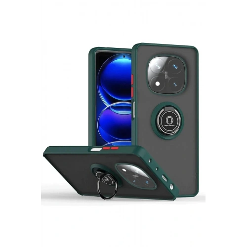 Mey İthalat®   Redmi Note 14 Pro Plus Kılıf Montreal Yüzüklü Silikon Kapak - Yeşil