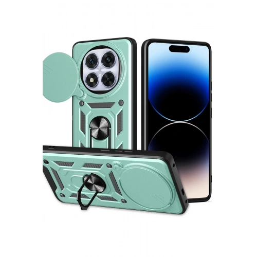 Mey İthalat®   Redmi Note 14 Pro Plus Kılıf Pars Lens Yüzüklü Silikon - Yeşil