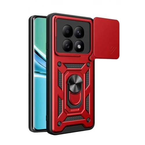 Mey İthalat®   Redmi Note 15 4G Pars Lens Yüzüklü Silikon - Kırmızı