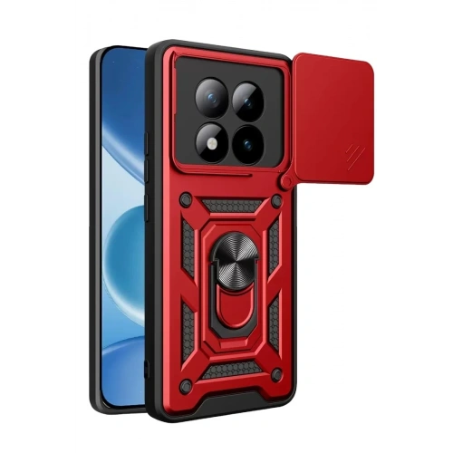Mey İthalat®   Redmi Note 15 Pro 5G Pars Lens Yüzüklü Silikon - Kırmızı