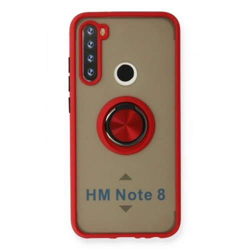 Mey İthalat®   Redmi Note 8 Kılıf Montreal Yüzüklü Silikon Kapak - Kırmızı