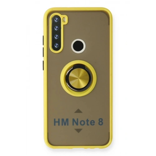 Mey İthalat®   Redmi Note 8 Kılıf Montreal Yüzüklü Silikon Kapak - Sarı