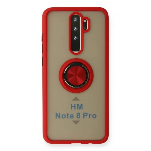 Mey İthalat®   Redmi Note 8 Pro Kılıf Montreal Yüzüklü Silikon Kapak - Kırmızı