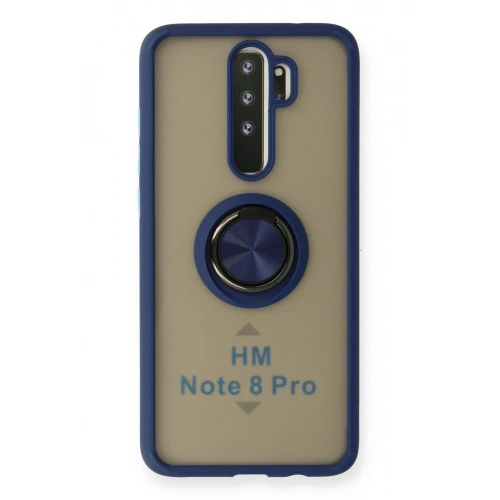 Mey İthalat®   Redmi Note 8 Pro Kılıf Montreal Yüzüklü Silikon Kapak - Lacivert