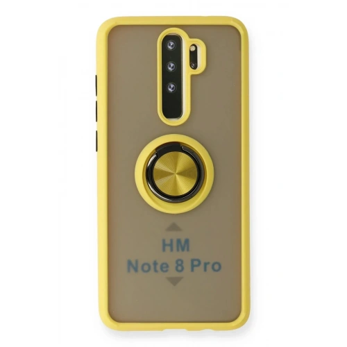 Mey İthalat®   Redmi Note 8 Pro Kılıf Montreal Yüzüklü Silikon Kapak - Sarı