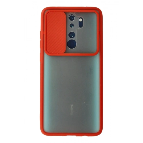 Mey İthalat®   Redmi Note 8 Pro Kılıf Palm Buzlu Kamera Sürgülü Silikon - Kırmızı
