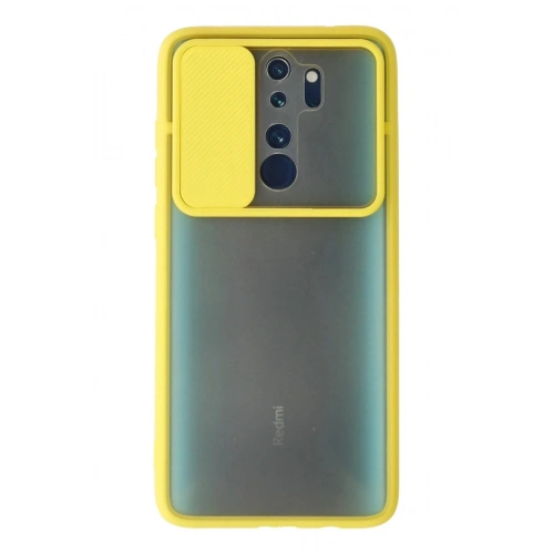 Mey İthalat®   Redmi Note 8 Pro Kılıf Palm Buzlu Kamera Sürgülü Silikon - Sarı