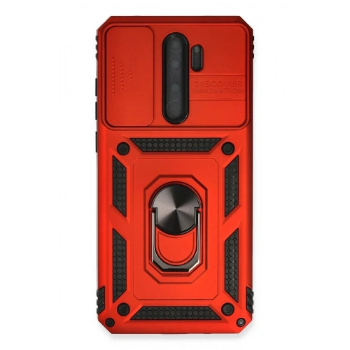 Mey İthalat®   Redmi Note 8 Pro Kılıf Pars Lens Yüzüklü Silikon - Kırmızı