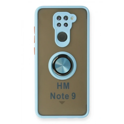 Mey İthalat®   Redmi Note 9 Kılıf Montreal Yüzüklü Silikon Kapak - Buz Mavi