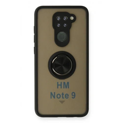 Mey İthalat®   Redmi Note 9 Kılıf Montreal Yüzüklü Silikon Kapak - Siyah