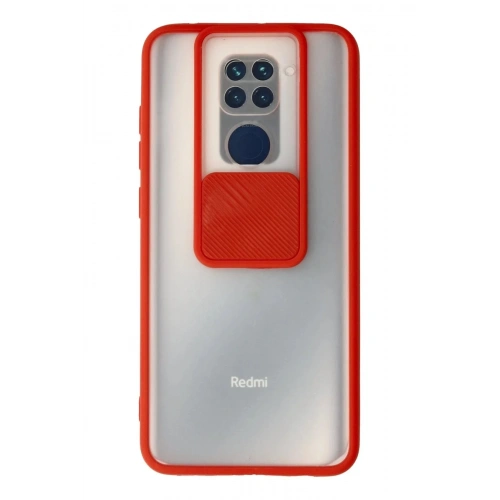 Mey İthalat®   Redmi Note 9 Kılıf Palm Buzlu Kamera Sürgülü Silikon - Kırmızı