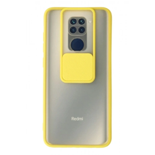 Mey İthalat®   Redmi Note 9 Kılıf Palm Buzlu Kamera Sürgülü Silikon - Sarı