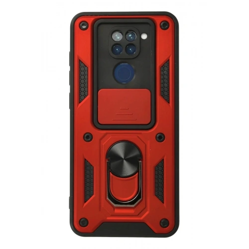 Mey İthalat®   Redmi Note 9 Kılıf Pars Lens Yüzüklü Silikon - Kırmızı