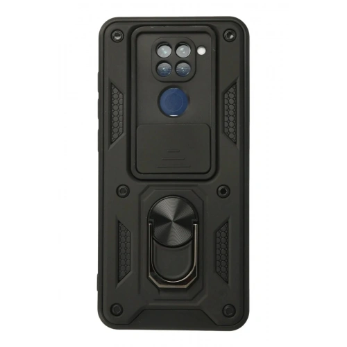 Mey İthalat®   Redmi Note 9 Kılıf Pars Lens Yüzüklü Silikon - Siyah