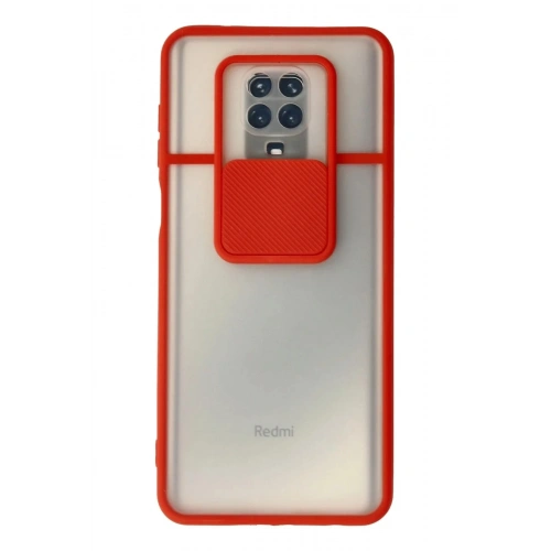 Mey İthalat®   Redmi Note 9 Pro Kılıf Palm Buzlu Kamera Sürgülü Silikon - Kırmızı