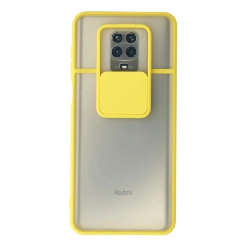 Mey İthalat®   Redmi Note 9 Pro Kılıf Palm Buzlu Kamera Sürgülü Silikon - Sarı