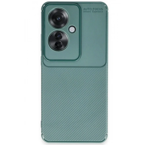 Mey İthalat®   Reno 11F Kılıf Auto Focus Karbon Kapak - Koyu Yeşil