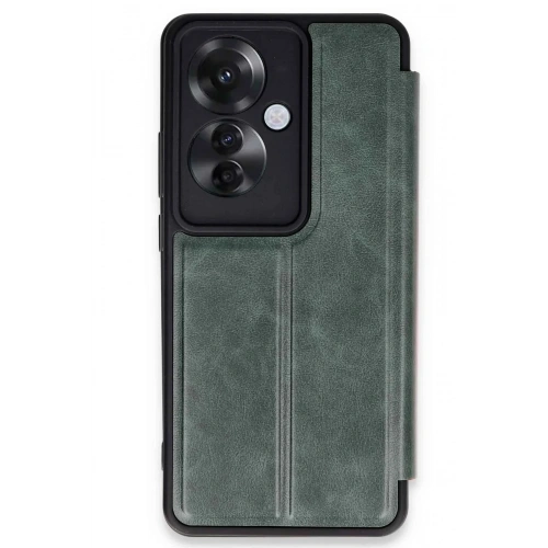 Mey İthalat®   Reno 11F Kılıf Flip Cover - Koyu Yeşil