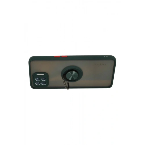 Mey İthalat®   Reno 4 Lite Kılıf Montreal Yüzüklü Silikon Kapak - Yeşil