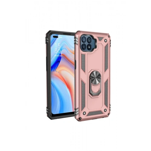 Mey İthalat®   Reno 4 Lite Kılıf Sofya Yüzüklü Silikon Kapak - Rose