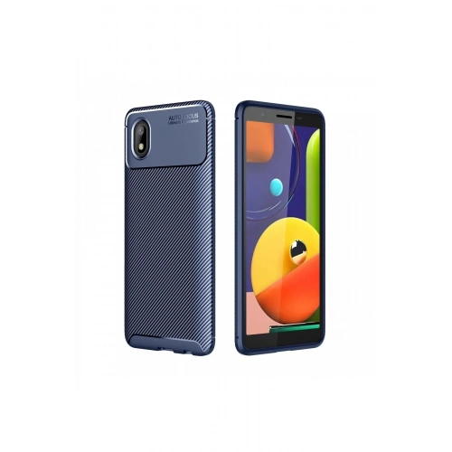 Mey İthalat®  Samsung Galaxy A01 Core Kılıf Auto Focus Karbon Kapak - Lacivert