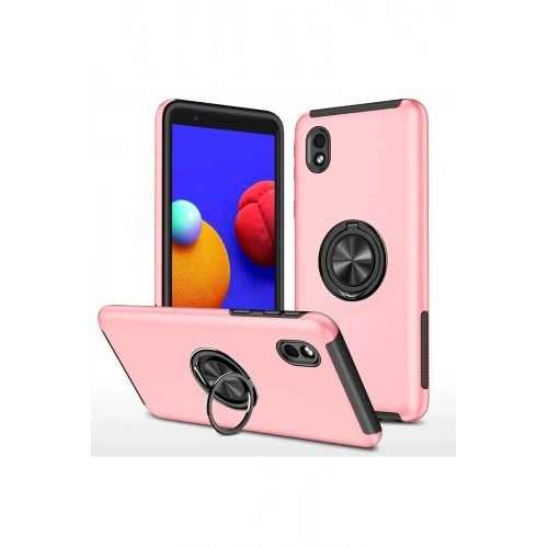 Mey İthalat®  Samsung Galaxy A01 Core Kılıf Elit Yüzüklü Kapak - Pembe