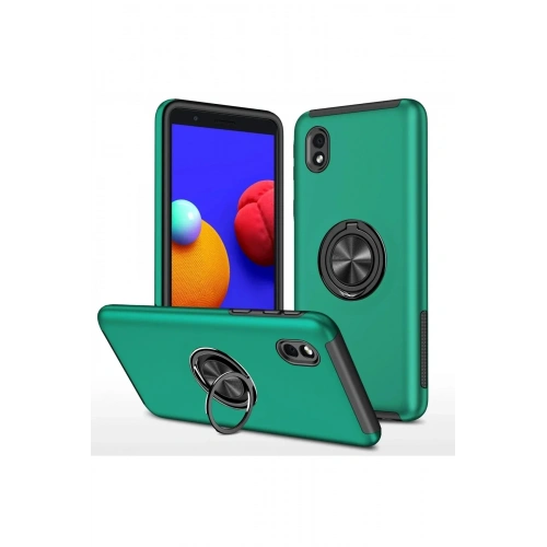 Mey İthalat®  Samsung Galaxy A01 Core Kılıf Elit Yüzüklü Kapak - Yeşil