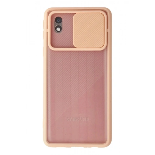 Mey İthalat®  Samsung Galaxy A01 Core Kılıf Palm Buzlu Kamera Sürgülü Silikon - Pembe