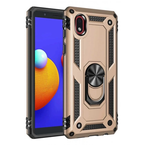 Mey İthalat®  Samsung Galaxy A01 Core Kılıf Sofya Yüzüklü Silikon Kapak - Gold