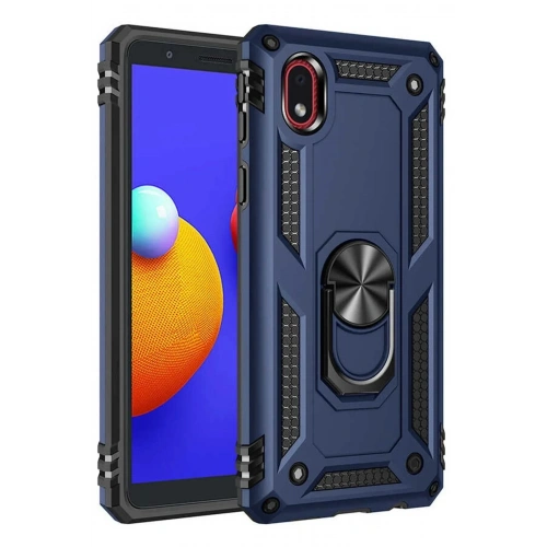 Mey İthalat®  Samsung Galaxy A01 Core Kılıf Sofya Yüzüklü Silikon Kapak - Lacivert