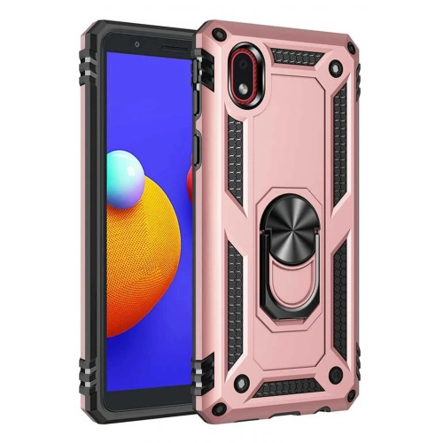 Mey İthalat®  Samsung Galaxy A01 Core Kılıf Sofya Yüzüklü Silikon Kapak - Rose
