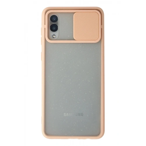 Mey İthalat®  Samsung Galaxy A02 Kılıf Palm Buzlu Kamera Sürgülü Silikon - Pembe