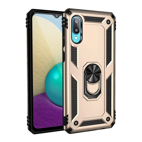 Mey İthalat®  Samsung Galaxy A02 Kılıf Sofya Yüzüklü Silikon Kapak - Gold